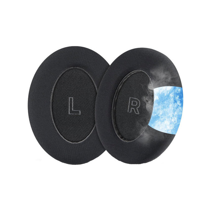 Náhradné Náušníky pre Bose QC Ultra, Pamäťová pena + Textil + Koža, Čierne, Chladivý Gél, 1 pár