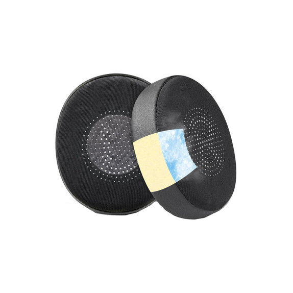 Náhradné Náušníky pre Jabra Evolve2 40, 65 UC/MS, Elite 45h, Pamäťová Pena + PU Koža + Textil, Čierne, Chladivý Gél, 1 pár