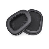 Náhradné Náušníky pre Logitech G633 Artemis, G933 Artemis, Pamäťová pena + PU Koža, Čierne, 1 pár