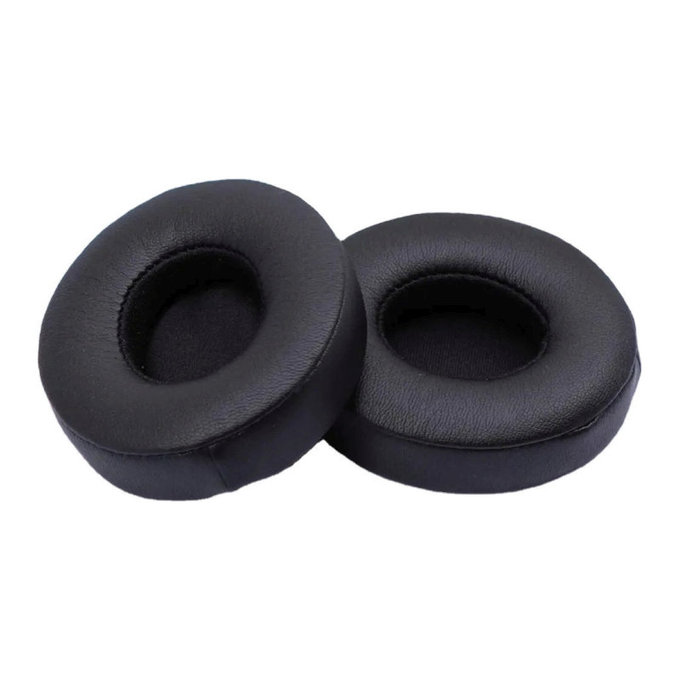 Náhradné Náušníky pre Beats Solo 2, 3, Pamäťová pena + Koža, Čierne, 1 pár