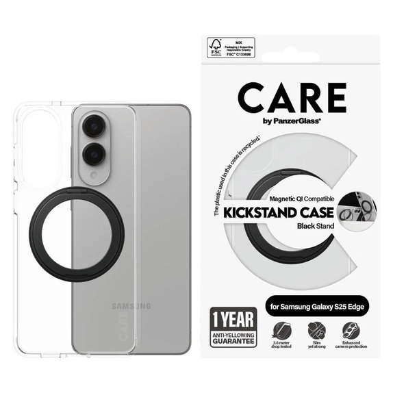 Puzdro Kickstand pre Samsung Galaxy S25 Edge, Čierna, PanzerGlass
