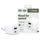 Cestovný adaptér Grand Prix USB-C/USB-A, GaN, 35 W PD, striebornobiela, empower