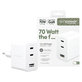 Cestovný adaptér Grand Prix 2x USB-C/USB-A, GaN, 70 W PD, Striebornobiela, empower
