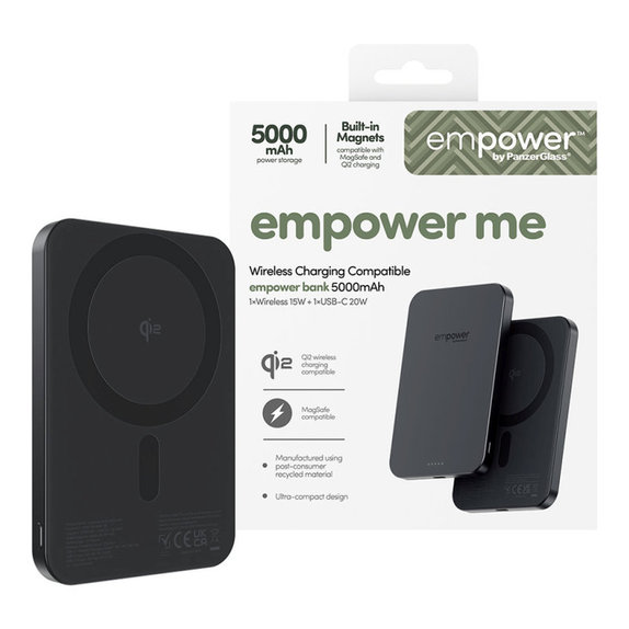 Bezdrôtová PowerBank 5000 mAh 20 W, kompatibilná s MagSafe, Qi2/USB-C, Vesmírna čierna, empower