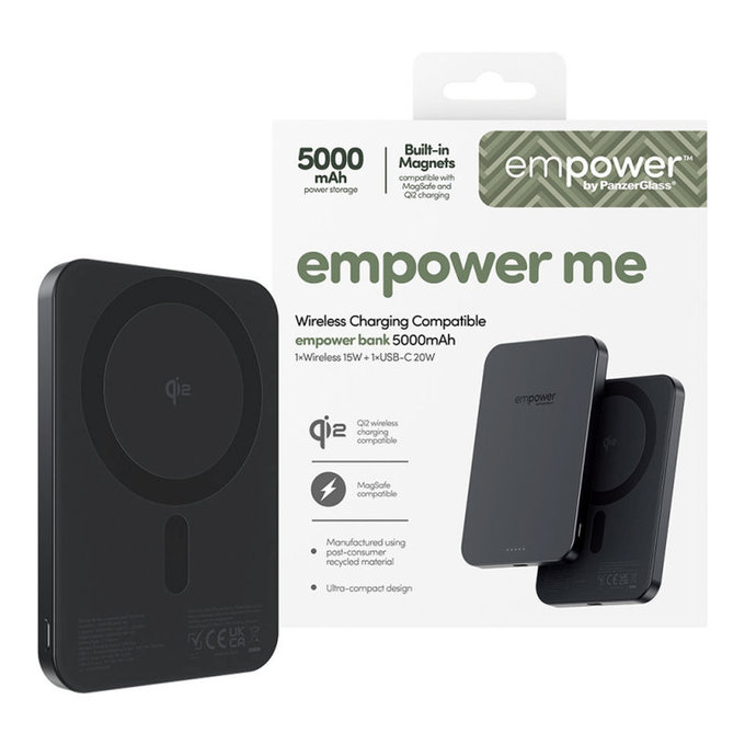 Bezdrôtová PowerBank 5000 mAh 20 W, kompatibilná s MagSafe, Qi2/USB-C, Vesmírna čierna, empower