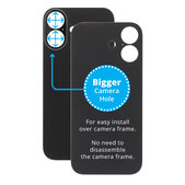 Apple iPhone 17 - Sklo Zadného Housingu so Zväčšeným Otvorom na Kameru (Black)