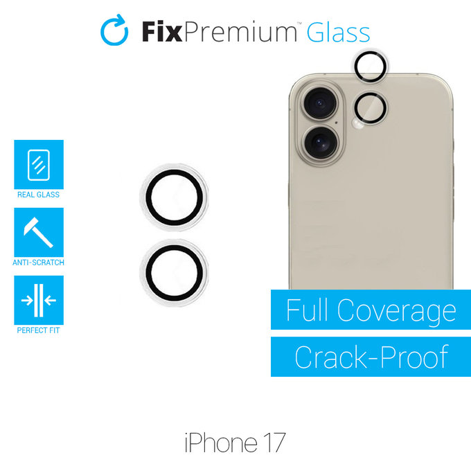 FixPremium Glass - Tvrdené Sklo zadnej kamery bez Rámu pre iPhone 17