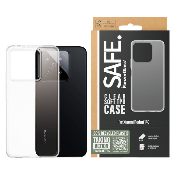 Puzdro TPU pre Xiaomi Redmi 14C, Transparentná, SAFE by PanzerGlass