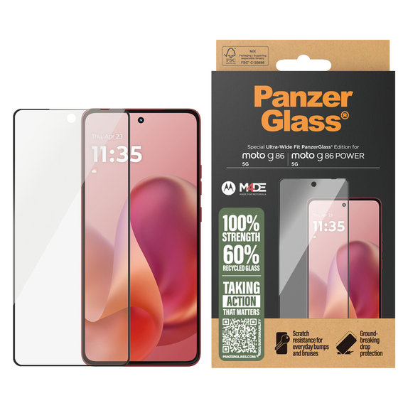 Tvrdené sklo UWF pre Motorola Moto G86 Power, Čierna, PanzerGlass