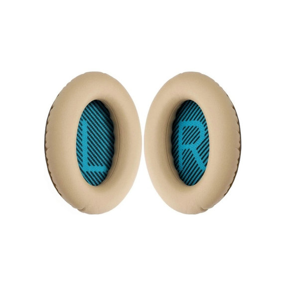 Náhradné Náušníky pre Bose QuietComfort 2, 15, 25 a 35, Pamäťová pena + PU Koža, Khaki, 1 pár