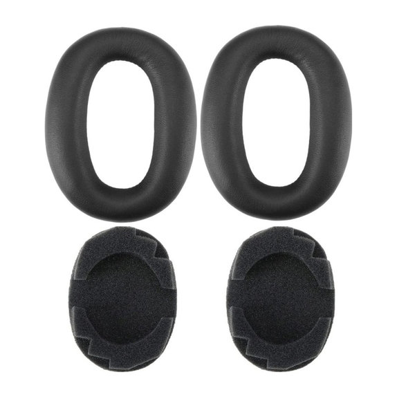Náhradné Náušníky pre Sony MDR-1000X, WH-1000XM2, Pamäťová pena + PU Koža, Čierne, 1 pár
