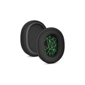 Náhradné Náušníky pre SteelSeries Arctis 3, 5, 7, 9 Pro, Pamäťová pena + Textil, Čierne / Zelené, 1 pár