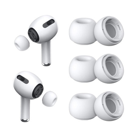 Náhradné silikonové štuple pre Apple AirPods 3 Pro, Set 3ks (L, M, S),  Biele
