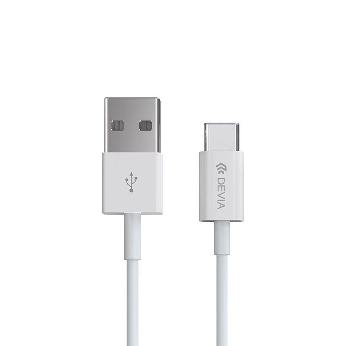 USB / USB-C kábel Smart, 2.1A, 2m, biela, Devia