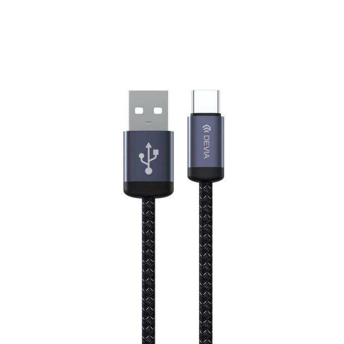 USB / USB-C kábel Gracious, 2.1A, 2m, čierna, Devia