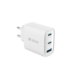 Nabíjací adaptér Extreme Speed, 2x USB-C + USB-A, PD 65W, biela, Devia