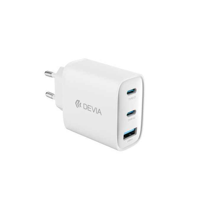 Nabíjací adaptér Extreme Speed, 2x USB-C + USB-A, PD 65W, biela, Devia