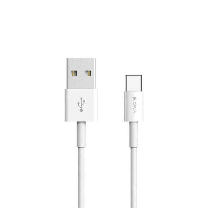 USB / USB-C kábel Smart, 2.1A, 1m, biela, Devia