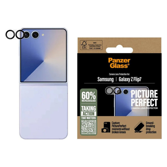 Ochranný kryt objektívu PicturePerfect pre Samsung Z Flip7, Čierna, PanzerGlass