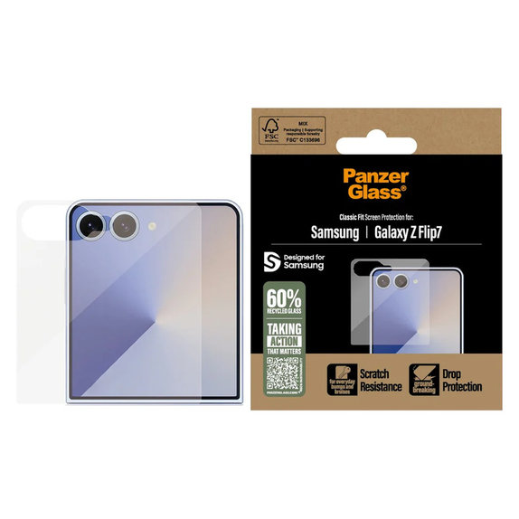 Tvrdené sklo Classic Fit pre Samsung Galaxy Z Flip7, Číra, PanzerGlass