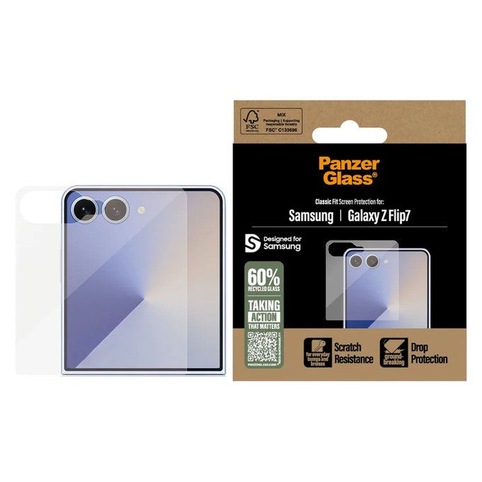 Tvrdené sklo Classic Fit pre Samsung Galaxy Z Flip7, Číra, PanzerGlass
