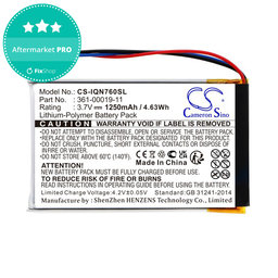 Batéria pre Garmin Nüvi 700, 710, 760, 765, Nuvi 3590, 1250mAh, Li-Pol, 3.7V, 361-00019-11, HQ