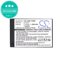 Batéria pre Canon EOS, 950mAh, Li-Ion, 7.4V, LP-E17, HQ