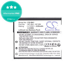 Batéria pre Sony Cyber-Shot DSC-TX20, TX9, 630mAh, Li-Ion, 3.7V, NP-BN1, HQ