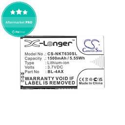 Batéria pre Nokia 6300 4G, Nokia 8000 4G, 1500mAh, Li-Ion, 3.7V, BL-4AX, HQ