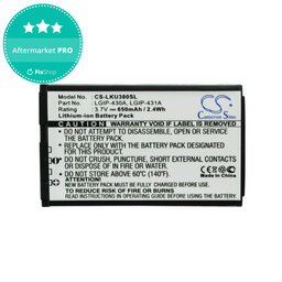 Batéria pre LG 230 Nite, 650mAh, Li-Ion, 3.7V, LGIP-430A, HQ