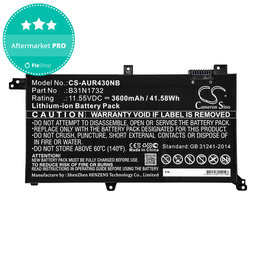 Batéria pre Asus VivoBook S14, S430FA, 3600mAh, Li-Ion, 11.55V, B31N1732, HQ