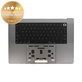Horný rám klávesnice pre MacBook Pro 16" A2780 (Early 2023), s klávesnicou US a batériou, Space Gray, 661-32189, Genuine Apple