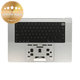 Horný rám klávesnice pre MacBook Pro 16" A2780 (Early 2023), s klávesnicou US a batériou, Silver, 661-32190, Genuine Apple