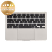 Horný rám klávesnice pre MacBook Air 13", A3113 (2024), s klávesnicou US a batériou, Starlight, 661-40229, Genuine Apple