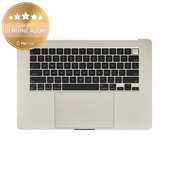 Horný rám klávesnice pre MacBook Air 15", A3114 (2024), s klávesnicou US a batériou, Starlight, 661-40268, Genuine Apple