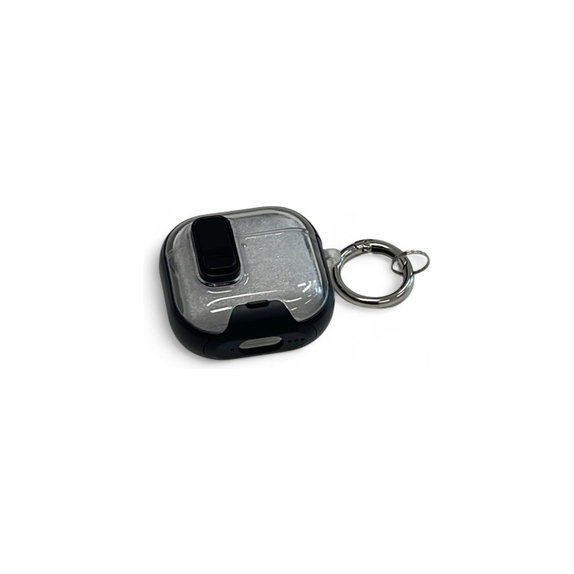 Silikónové Puzdro s Stojanom na mobil a karabínou pre AirPods 4, čierne