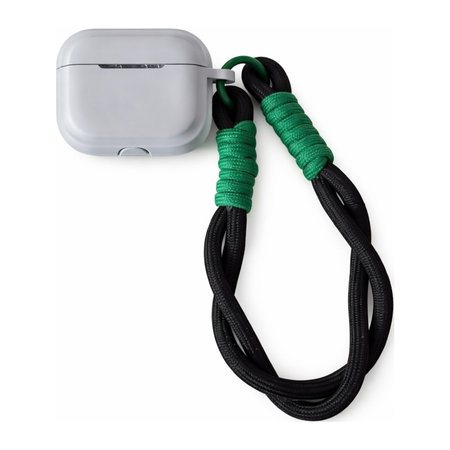 Silikónové Puzdro pre AirPods 4, Šedé s čiernou šnúrkou