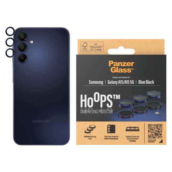 Ochranný kryt objektívu Hoops pre Samsung A15/A15 5G, Modrá/Čierna, PanzerGlass
