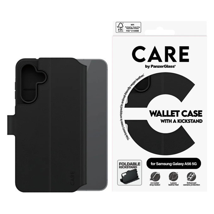 Puzdro Wallet Kickstand pre Samsung Galaxy A56 5G, Čierna, PanzerGlass