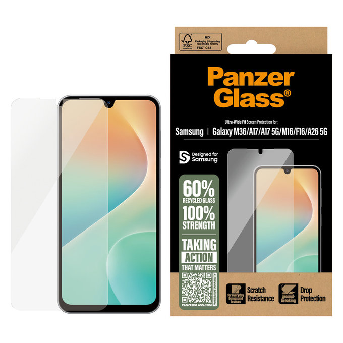 Tvrdené sklo UWF pre Samsung Galaxy M15 5G/F15 5G/A26 5G/A16/A16 5G, Čierna, PanzerGlass