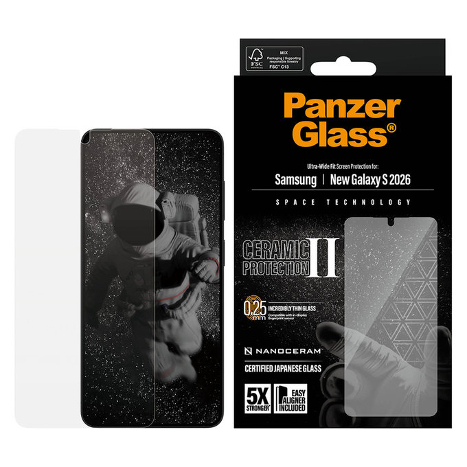 Tvrdené sklo UWF Ceramic s aplikátorom pre Samsung Galaxy S26, Číra, PanzerGlass