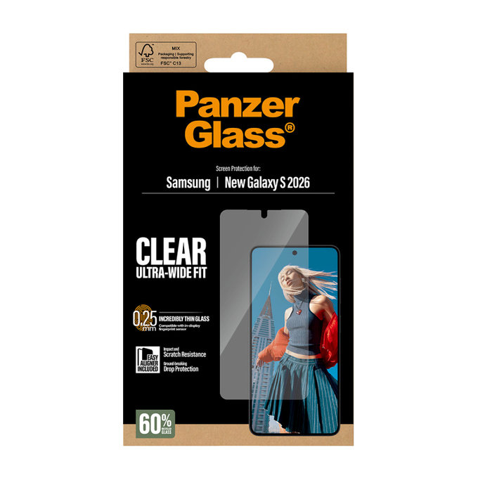 PanzerGlass - Tvrdené sklo UWF s aplikátorom pre Samsung Galaxy S26, číra