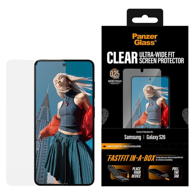 Tvrdené sklo UWF s FASTFIT In-A-Box pre Samsung S26, Transparentná, PanzerGlass