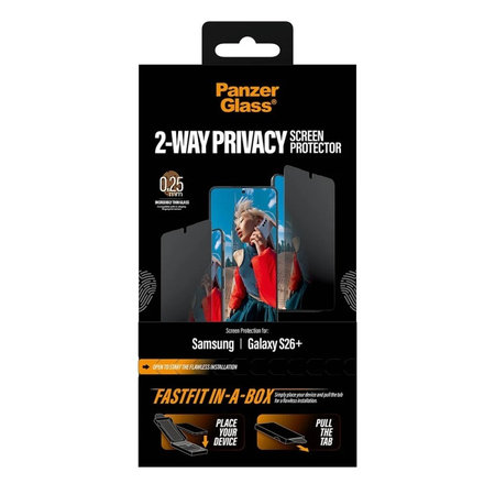 PanzerGlass - Tvrdené sklo UWF 2-Way Privacy s FASTFIT In-A-Box pre Samsung Galaxy S26+, číra
