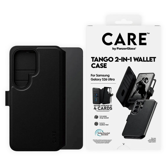 Puzdro Wallet Tango Two-In-One s QI pre Samsung S26 Ultra, Čierna, CARE
