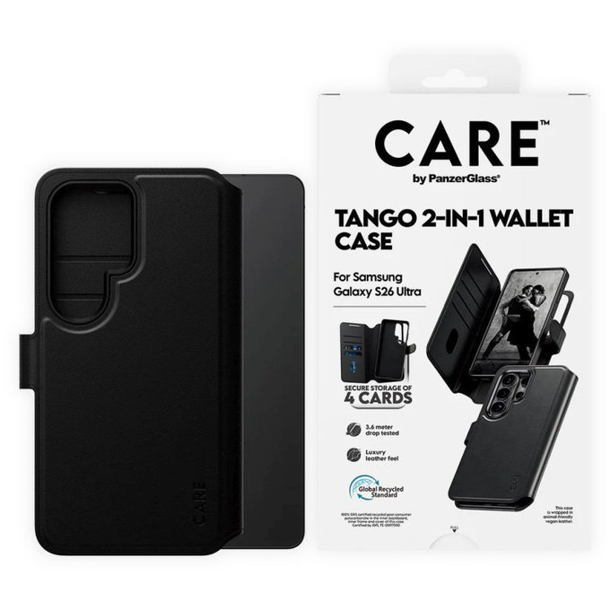 Puzdro Wallet Tango Two-In-One s QI pre Samsung S26 Ultra, Čierna, CARE