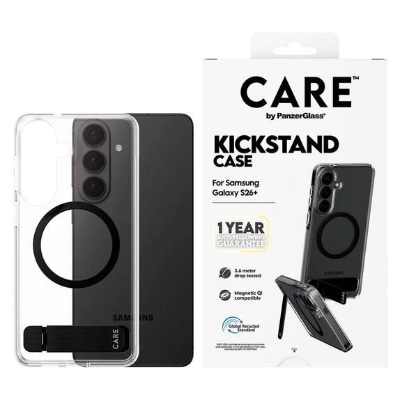 Puzdro Kickstand s čiernym QI pre Samsung Galaxy S26+, Čierna, PanzerGlass