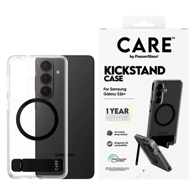 Puzdro Kickstand s čiernym QI pre Samsung Galaxy S26+, Čierna, PanzerGlass