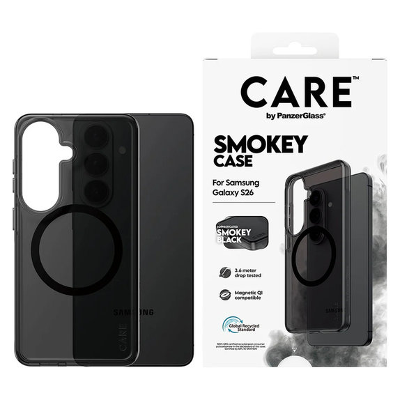 Puzdro Smokey s čiernym QI pre Samsung Galaxy S26, Čierna, PanzerGlass