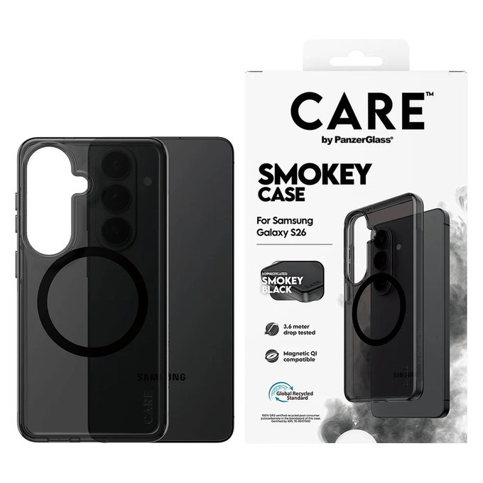 Puzdro Smokey s čiernym QI pre Samsung Galaxy S26, Čierna, PanzerGlass